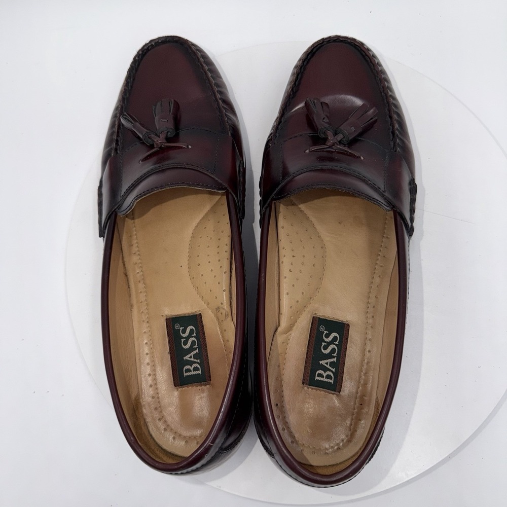 VIntage Nelson Bass Burgundy Tassel Loafers Leather size 9 Wide - Picture 6 of 8